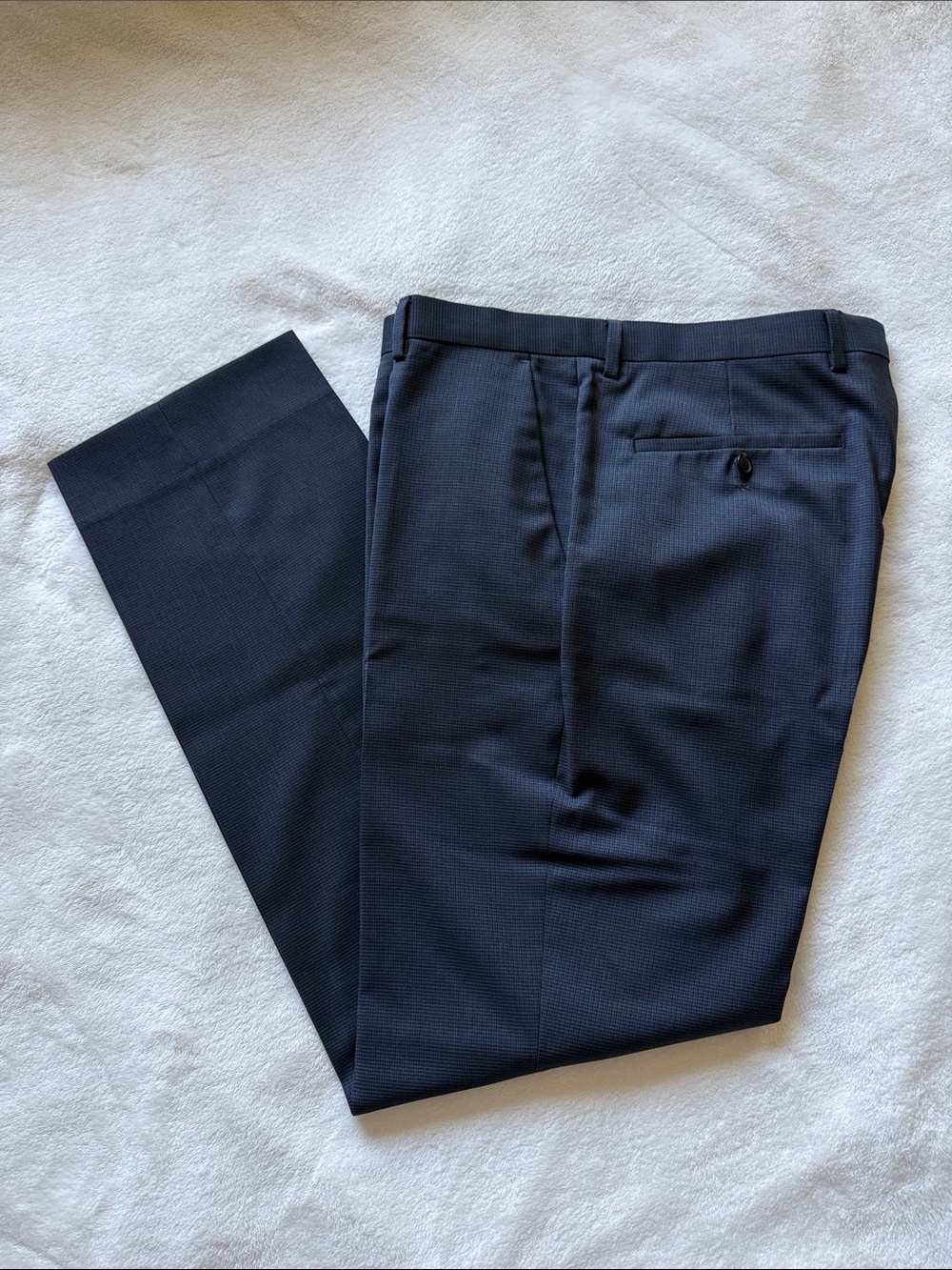 BOSS Hugo Boss Navy Flat Front Dress Pants